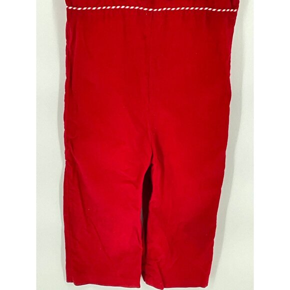 Red Corduroy Train Applique‎ Overalls Size 4T By Funtasia! Too - Picture 3 of 7